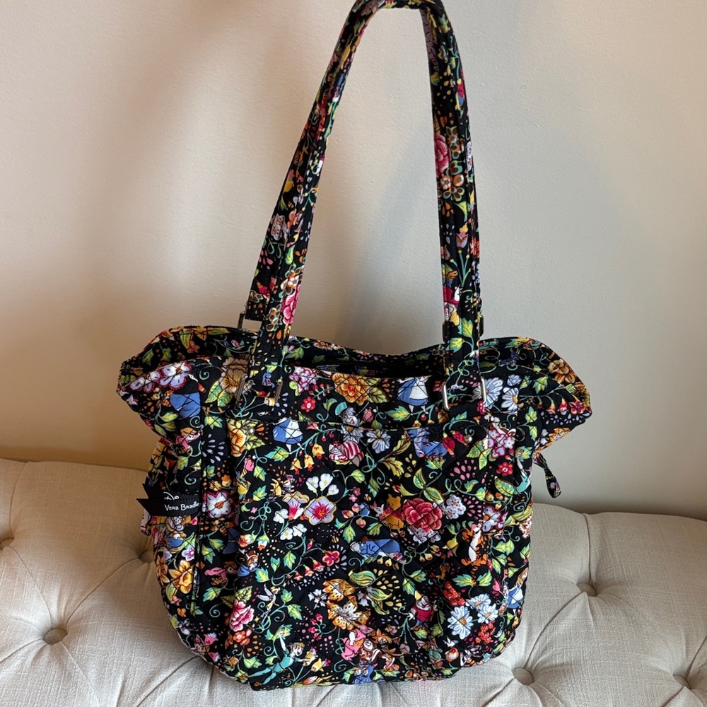 Disney100 Vera Bradley Black Floral and Character Quilted Tote